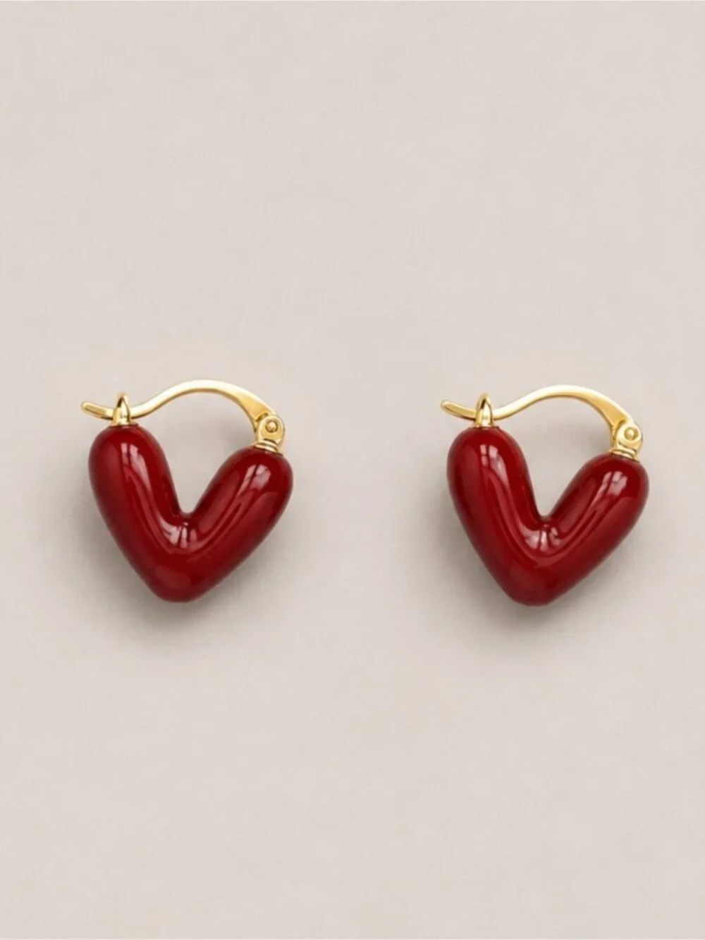 New! Red Heart Huggie Hoop Earrings NWOT